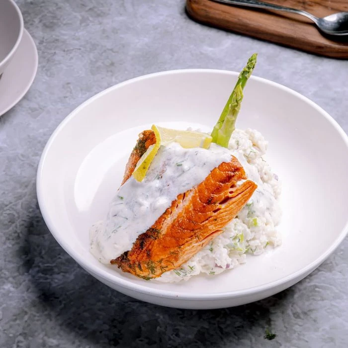 Grill Salmon with Risotto Rice